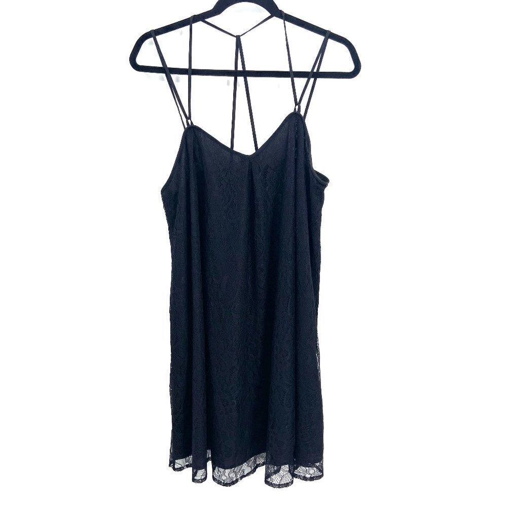BCBGeneration Black Lace Strappy Sleeveless Shift Dress Size Medium